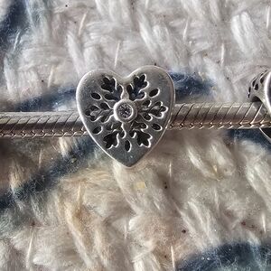 Pandora Silver Heart Snowflake Charm